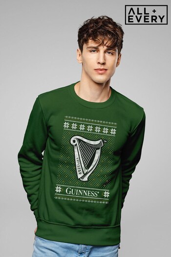 All + Every Bottle Green Guinness Christmas Harp Men's Sweatshirt (K72107) | £36