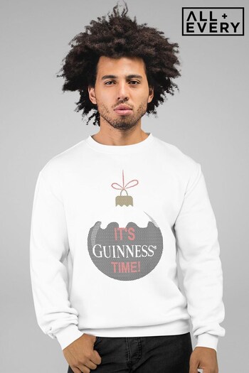 All + Every White Guinness Christmas Bauble Its Guinness Time Men's Sweatshirt (K72108) | £36