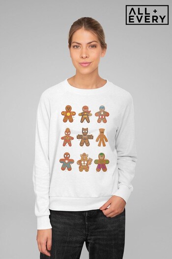 All + Every White Marvel Avengers Christmas As Gingerbread Men Adult Sweatshirt (K72114) | £36