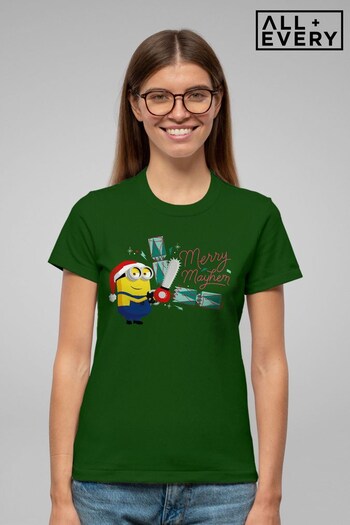 All + Every Bottle Green Minions Christmas Merry Mayhem Women's T-Shirt (K72116) | £23