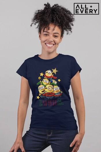 All + Every French Navy Minions Christmas It's The Spirit That Counts Women's T-Shirt (K72118) | £23
