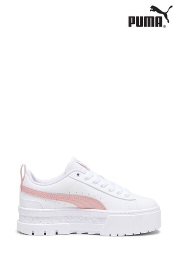 Puma White Mayze Leather Youth Trainers (K72159) | £58