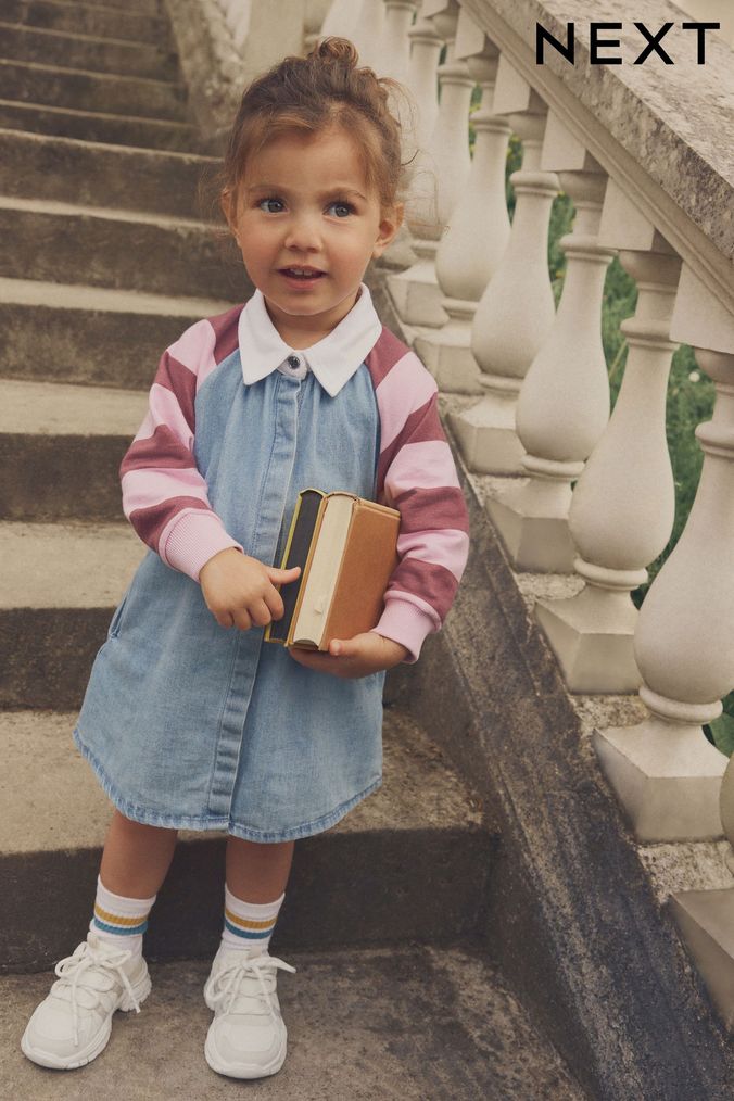 Girls Pink Denim Dresses Next UK