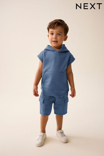 Navy Short Sleeve Utility Hoodie and Shorts Set (3mths-7yrs) (K72190) | £16 - £20