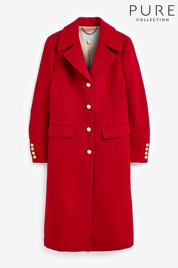 Pure Collection Red Luxury Wool Single Breasted Coat (K72258) | £330
