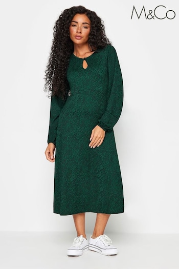 M&Co Green Petite 3/4 Long Sleeve Dress (K72263) | £34