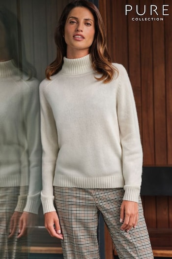 Pure Collection White Lofty Roll Neck Jumper (K72302) | £175