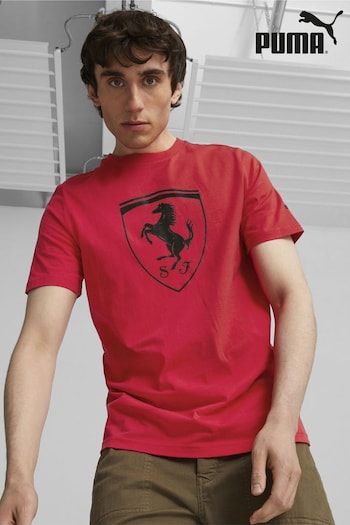 Puma Red Scuderia Ferrari Race Big Shield Mens Motorsport T-Shirt (K72314) | £45