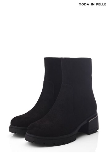 Moda in Pelle Avelyn Chunky Black Ankle Boots With Metal Heel Clip (K72375) | £109