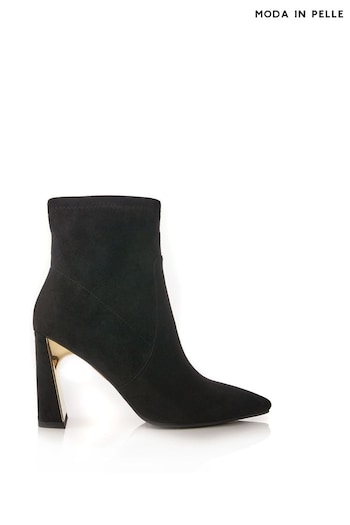 Moda in Pelle Lemmie Pointed Slim Flare Metal Heel Stretch Sock Black Ankle Boots (K72376) | £119