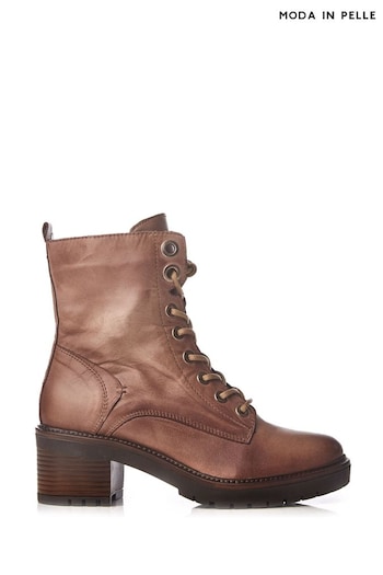 Moda in Pelle Pink Bellzie Lace Up Leather Ankle Boots Zoom (K72377) | £139