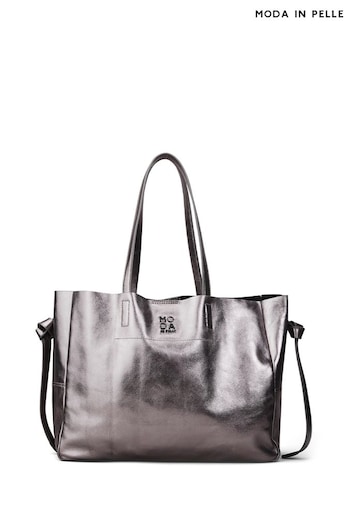 Moda in Pelle Indie Grey Oversized Bolso Tote Bag With Pouch (K72378) | £139