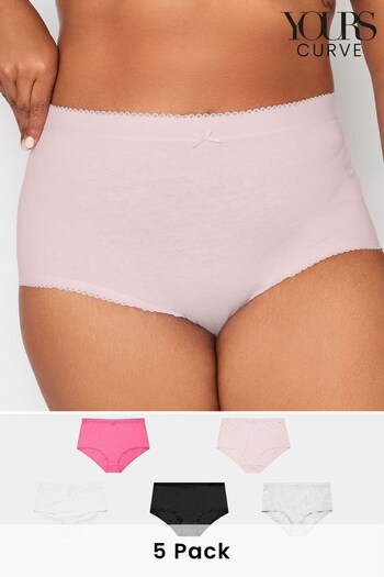Yours Curve Pink Full Briefs 5 Pack (K72382) | £19