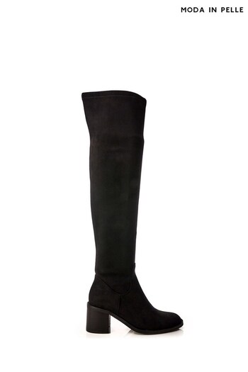 Moda in Pelle Sarianne Black Over The Knee Pointed Block Heel Boots (K72385) | £179