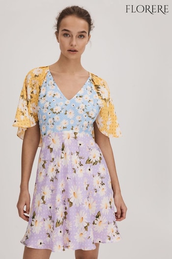 Florere Printed Cape Sleeve Mini Dress (K72526) | £178
