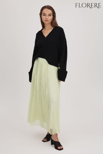 Florere Lace Pleated Midi Skirt (K72533) | £178