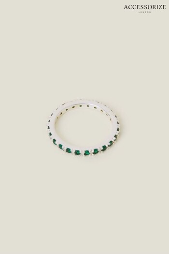 Accessorize Green Sterling Silver Stone Ring (K72537) | £18