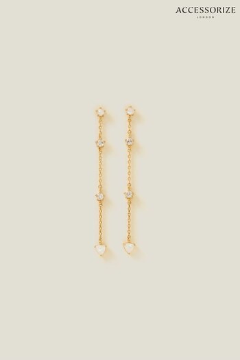 Accessorize 14ct Gold-Plated Opal Long Drop Earrings (K72547) | £18