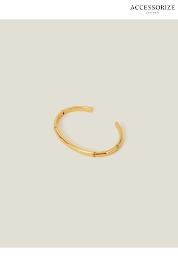 Accessorize 14ct Gold Plated Bamboo Cuff Bracelet (K72551) | £20