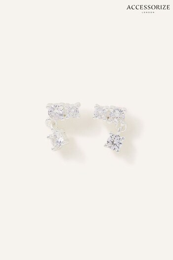 Accessorize White Sterling Silver Cluster Drop Earrings (K72554) | £16