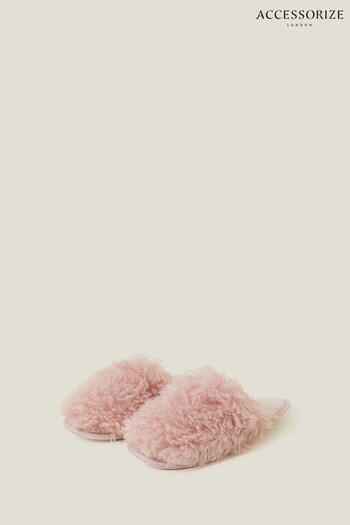 Accessorize Pink Faux Fur Mule Slippers (K72555) | £24