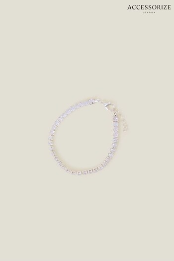 Accessorize White Sterling Silver-Plated Tennis Bracelet (K72556) | £16