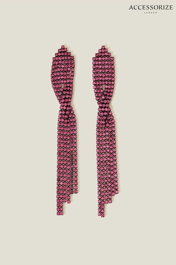 Accessorize Pink Twisted Statement Cup Chain Earrings (K72582) | £18