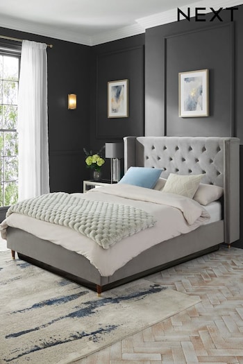 Soft Velvet Mid Grey Grayson Upholstered Ottoman Storage Bed Frame (K72592) | £850 - £1,050