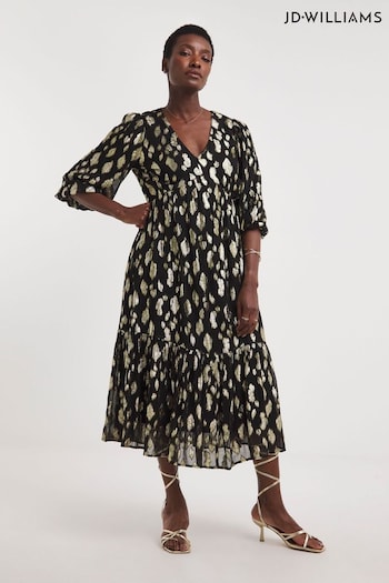 JD Williams Black Animal Jacquard Maxi Dress (K72628) | £50