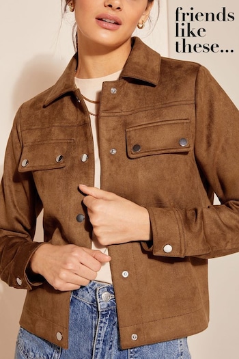 Explore Fit & Measure Guide Brown Suedette Collar Jacket (K72716) | £55