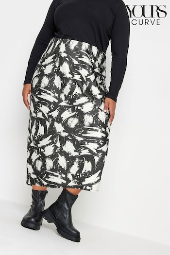 Yours Curve Black Bias Cut Skirt (K73088) | £28