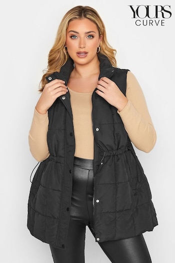 Yours Curve Black Lightweight Quilted Gilet (K73096) | £55