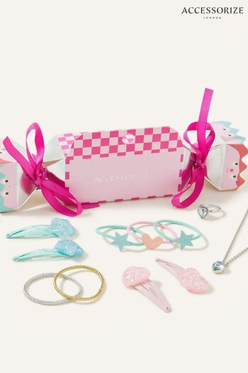 Accessorize Girls Pink Christmas Cracker Hair and Jewellery Set (K73125) | £10