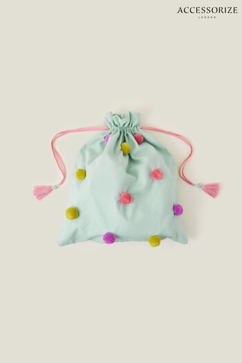 Accessorize Girls Green Christmas Pom-Pom Sack Bag (K73126) | £20