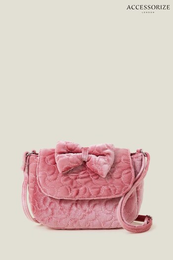 Accessorize Girls Pink Quilted Velvet Bag (K73127) | £14