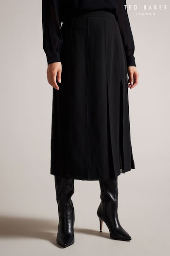 Ted Baker Addelia Black Midi Skirt With Sheer Panelling (K73159) | £150