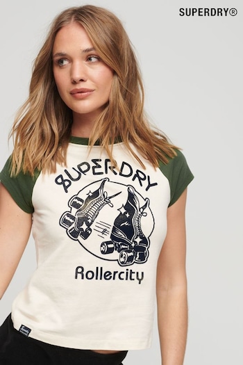 Superdry Cream Roller Graphic Baseball Mini T-Shirt (K73191) | £30
