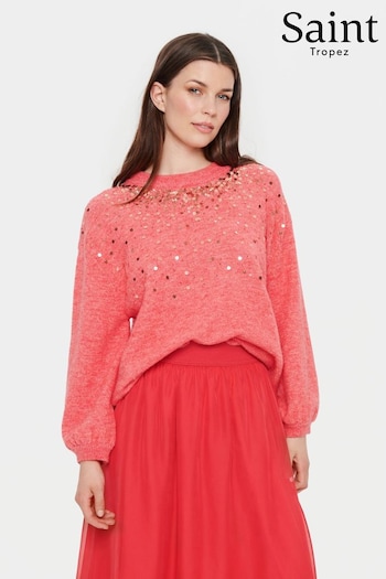 Saint Tropez Pink Barbel Sequin Knitted Pullover Jumper (K73256) | £70