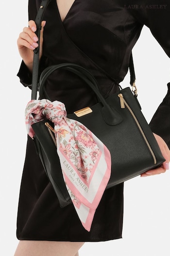 Laura Ashley Black Medium Top Handle Bag With Scarf (K73284) | £104