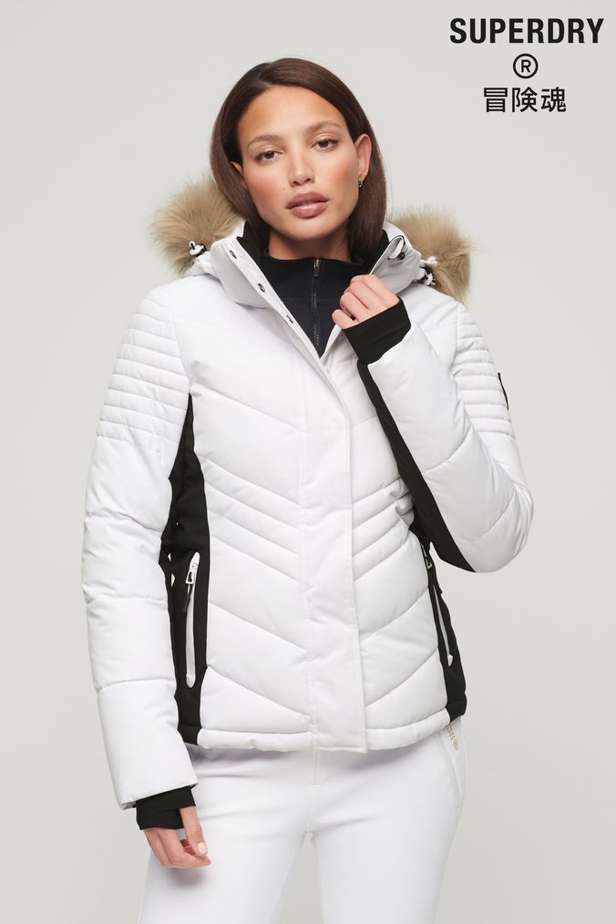 Superdry white jacket womens clearance