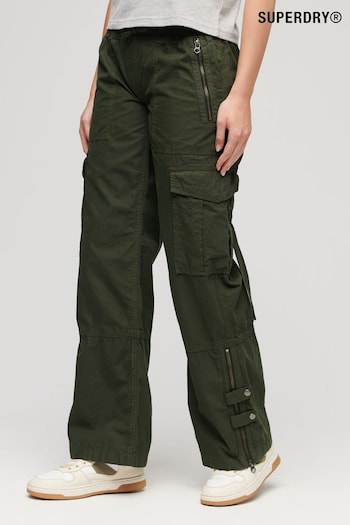 Superdry Green Low Rise Wide Leg Cargo Trousers (K73338) | £60