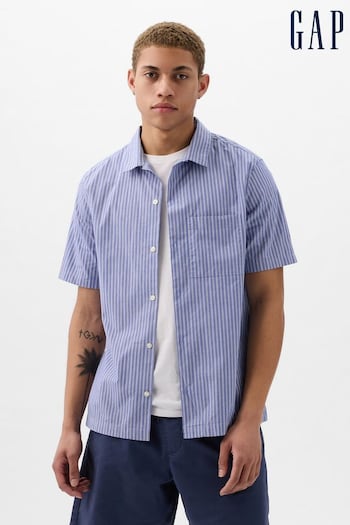 Gap Blue Poplin Short Sleeve Shirt in Standard Fit (K73475) | £35