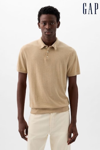 Gap Beige CashSoft Short Sleeve Polo Zwemshort Shirt (K73484) | £35