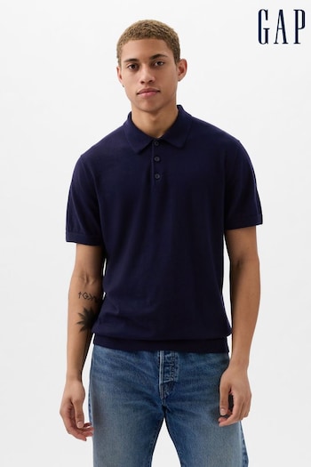 Gap Blue CashSoft Short Sleeve Polo Wyndings Shirt (K73486) | £35