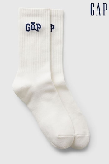 Gap White Quarter Crew Logo Socks (K73511) | £8