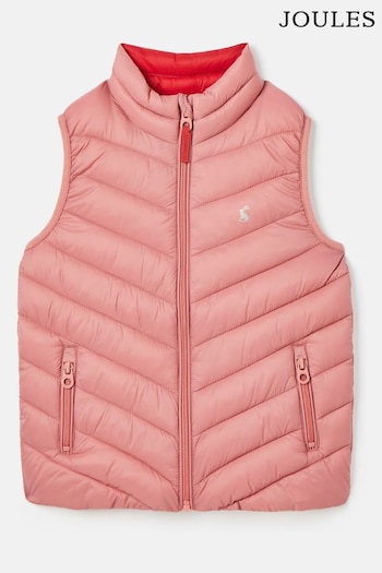 Joules Kids' Crofton Pink Showerproof Quilted Gilet (K73568) | £24 - £27