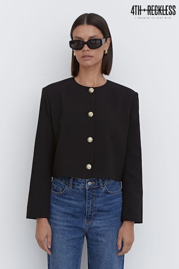 4th & Reckless Black Lilah Cropped Tailored Jacket (K73630) | £50