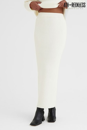 4th & Reckless Cream Kassia Knitted Skirt (K73631) | £40