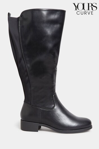Yours Curve Black Extra Wide Fit Stretch Knee High Boots (K73723) | £45
