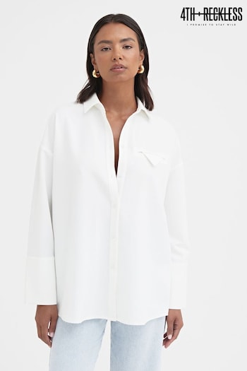 4th & Reckless White Large Bruni Cuff Classic Shirt (K73724) | £32